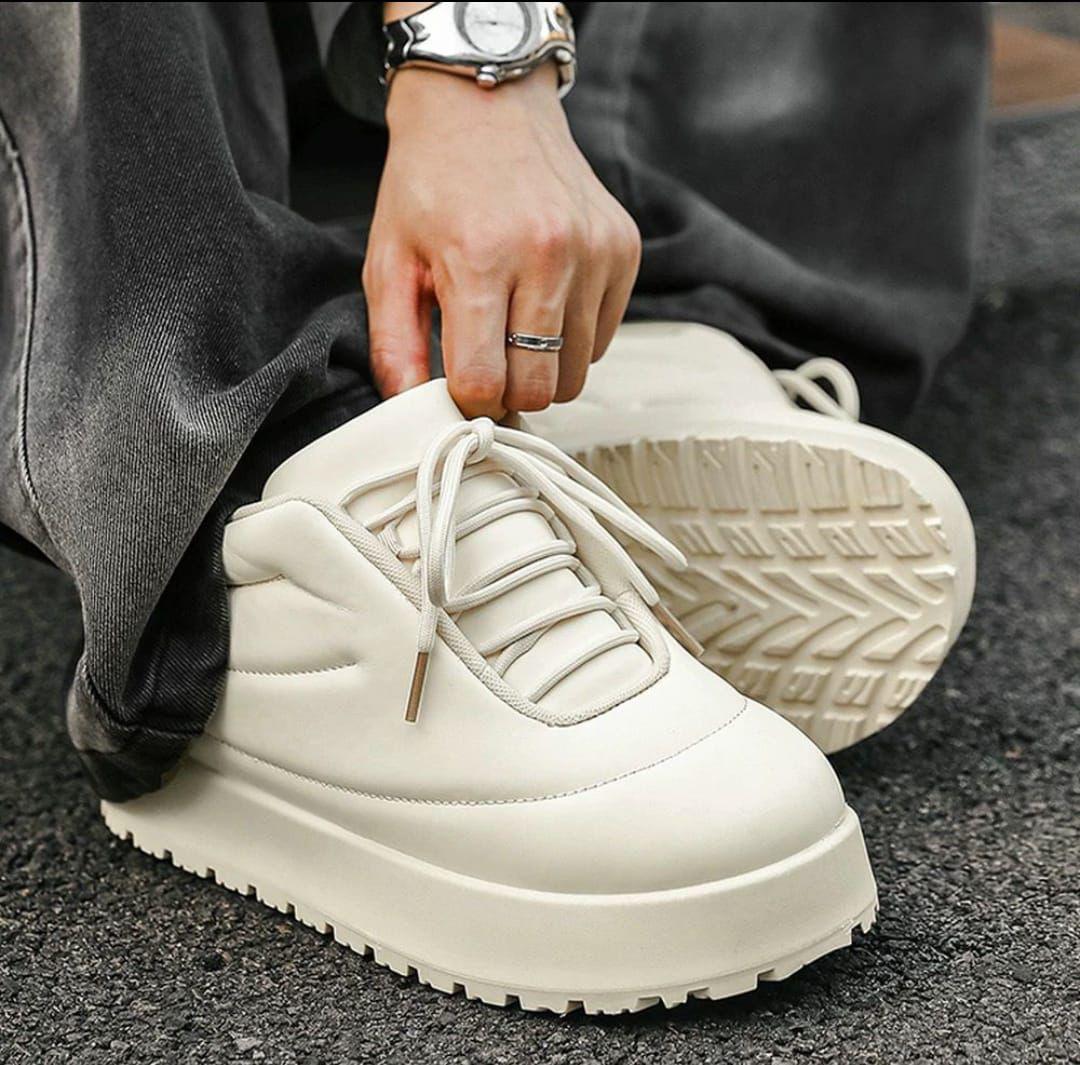 Tall, White Platform Sneakers with a Stabilized Sole for Maximum Comfort and Stability