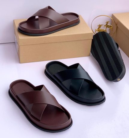 EVERAU® Men Leather Crossover Slip-on Ultra Soft Summer Slides | Zuristeps