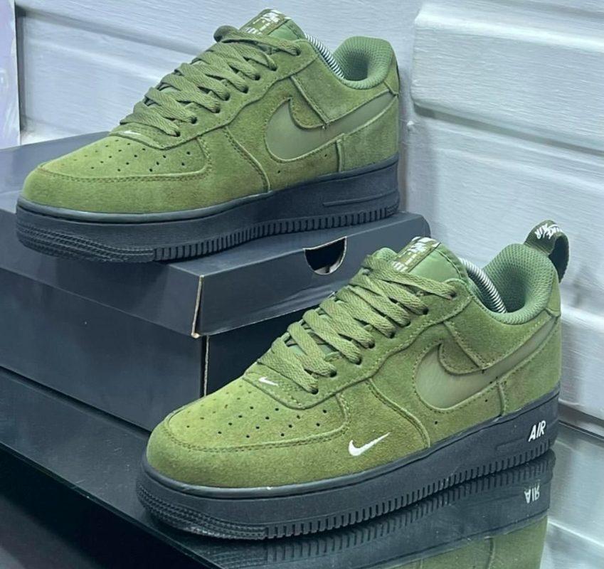 Green Suede Low-Top Lace-Ups