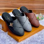 Premium Brown Leather Slides for men
