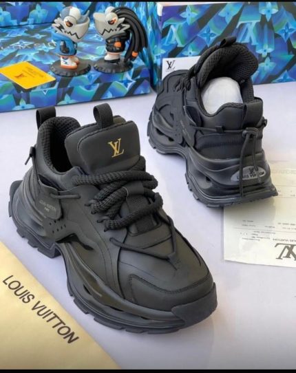 Men’s Black Calf-Leather Chunky Sneakers
