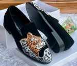 Dolce & Gabbana Velvet Tiger Embroidered Smoking Loafers