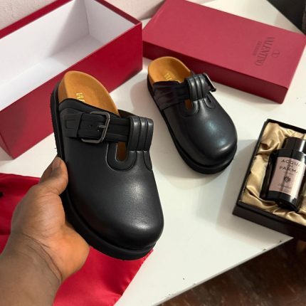 Valentino Garavani Black Leather Mules