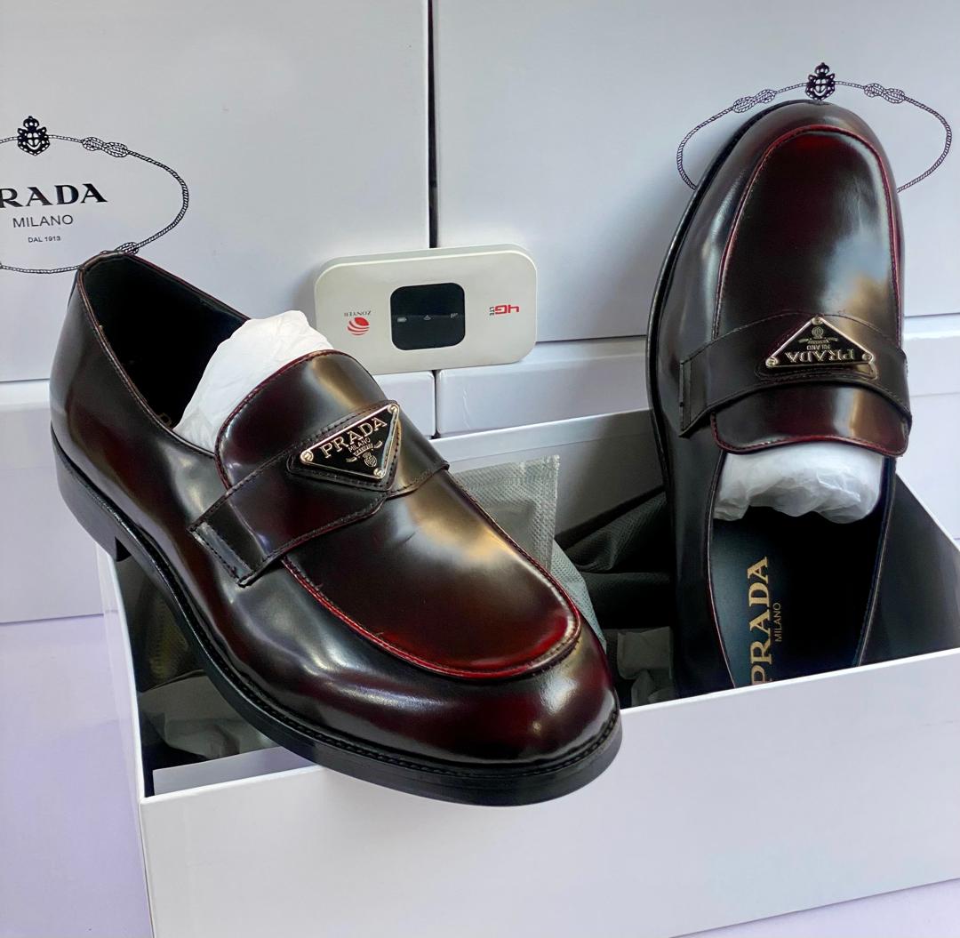 Prada Brushed Leather Loafers – Cordovan Burgundy Luxury