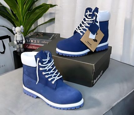 Timberland Blue Waterproof Boots – White Soles & Laces