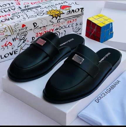Dolce & Gabbana Logo-Plaque Black Leather Loafers