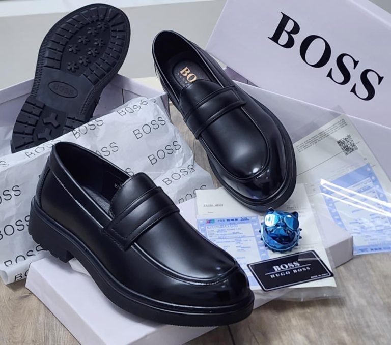 Boss Hugo Boss Black Leather Lug Sole Penny Loafers