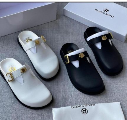 Angelo Ruffo Men's Luxury Casual Slides with Gold Hardware