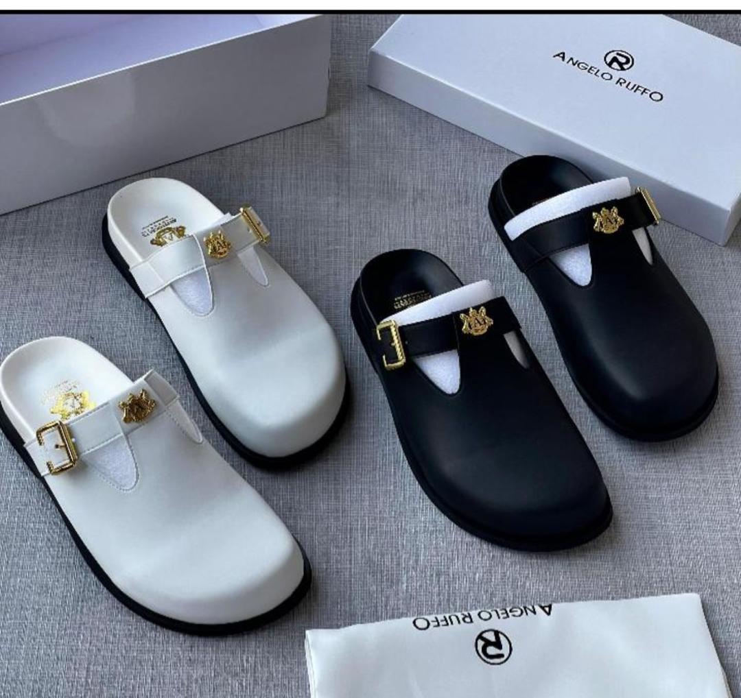 Angelo Ruffo Men's Luxury Casual Slides with Gold Hardware Angelo Ruffo Men's Luxury Casual Slides with Gold Hardware