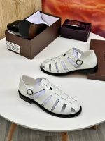 Pedro Men's White Leather Slingback Sandals