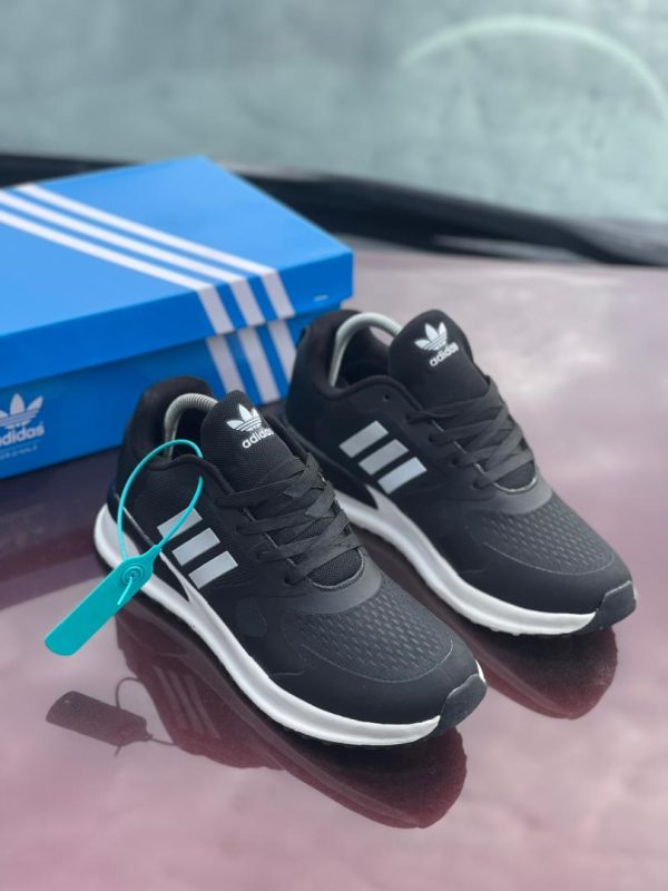 Adidas Black Mesh Sneakers with Classic White 3-Stripes